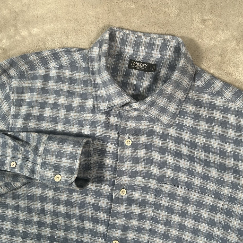 Faherty Shirt Men L The Weekend Blend Fox Lake Plaid Linen Button Down Huckberry - Picture 1 of 15